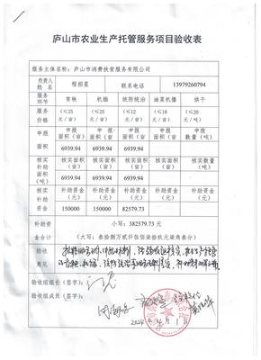 廬山市農(nóng)業(yè)生產(chǎn)托管服務(wù)項目驗收結(jié)果公示
